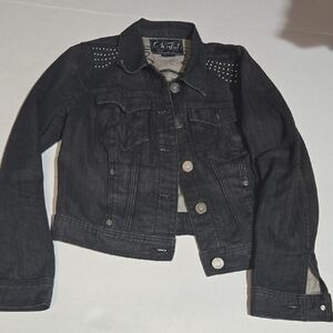 Sinful Black Studded Womenw‎ Jean Jacket Size Large